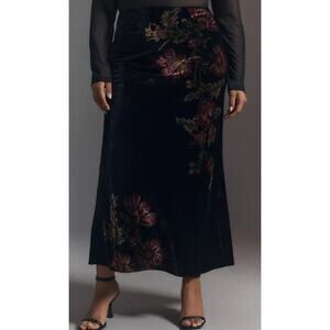 Anthropologie Black Floral Maxi Skirt